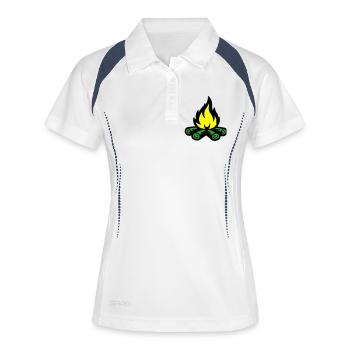 Lagerfeuer Symbol Flamme - Frauen Polo atmungsaktiv - Weiß/Navy - Vorne