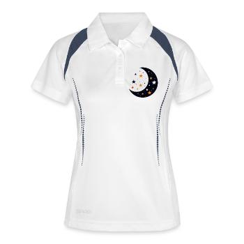 Lune et étoiles Motus d’étoiles lunaire du motif nocturne - Polo respirant Femme - blanc/marine - Devant