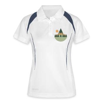 Wald Berge Natur Vintage Retro Berge Tannenbaum - Frauen Polo atmungsaktiv - Weiß/Navy - Vorne