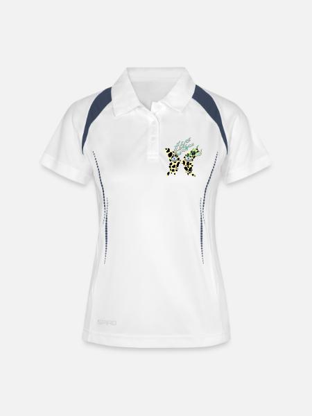 butterfly_with_eyes - Polo respirant Femme - blanc/marine