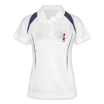 Fille arc-en-ciel avec pissenlit - Polo respirant Femme - blanc/marine - Devant