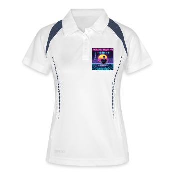 Paris DJ - Frauen Polo atmungsaktiv - Weiß/Navy - Vorne