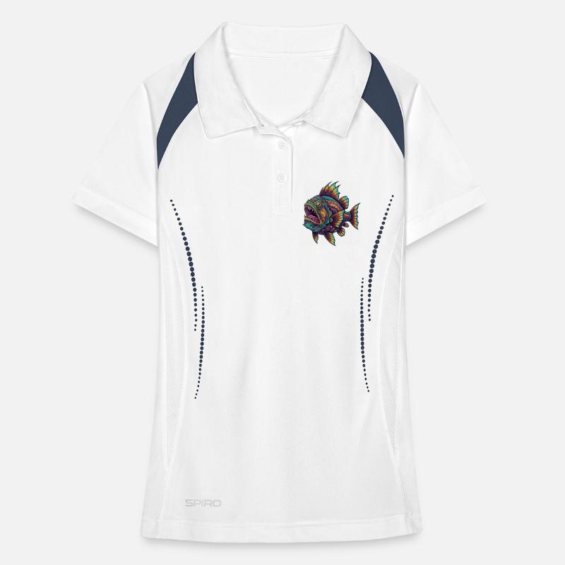 Rainbow Fish with Pattern Women's Polo breathable