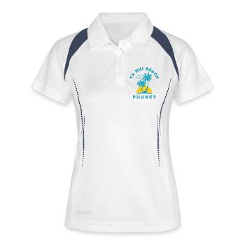 Coucher de soleil de palmier de Phuket Beach - Polo respirant Femme - blanc/marine - Devant