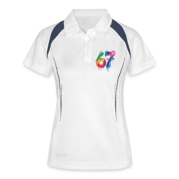 Six Sept Couleur Éclaboussure - Polo respirant Femme - blanc/marine - Devant