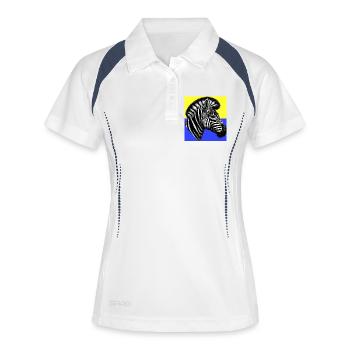 Zebra - Frauen Polo atmungsaktiv - Weiß/Navy - Vorne