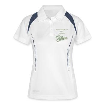 Thymian Gefallen und Sei Leise - Frauen Polo atmungsaktiv - Weiß/Navy - Vorne
