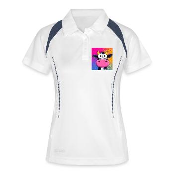 vache - Polo respirant Femme - blanc/marine - Devant