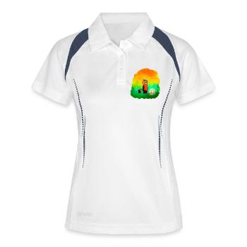 Stern-Sucher Rote Panda - Frauen Polo atmungsaktiv - Weiß/Navy - Vorne