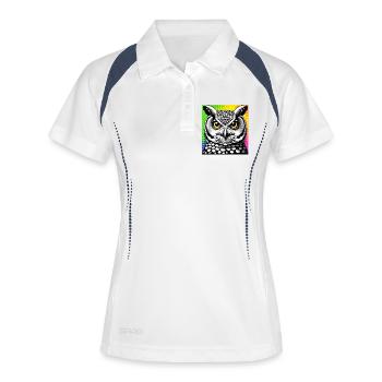 Eule - Frauen Polo atmungsaktiv - Weiß/Navy - Vorne