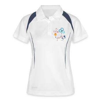 Danke Mama  - Frauen Polo atmungsaktiv - Weiß/Navy - Vorne