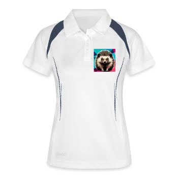 Igel - Frauen Polo atmungsaktiv - Weiß/Navy - Vorne