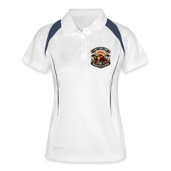 Feuerwehr Emblem Flammenhelm - Frauen Polo atmungsaktiv - Weiß/Navy - Vorne