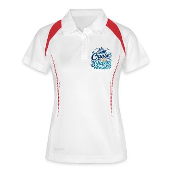 Kreuzfahrt Königin Motiv - Frauen Polo atmungsaktiv - Weiß/Navy - Vorne