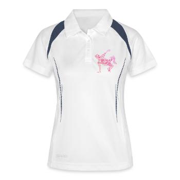 Geschenkidee für den Hip-Hop-Tänzer mit Breakdance - Frauen Polo atmungsaktiv - Weiß/Navy - Vorne