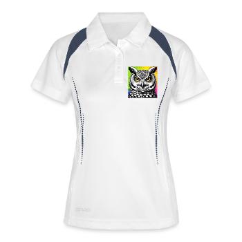 Eule - Frauen Polo atmungsaktiv - Weiß/Navy - Vorne