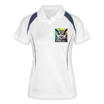 Eule - Frauen Polo atmungsaktiv - Weiß/Navy - Vorne