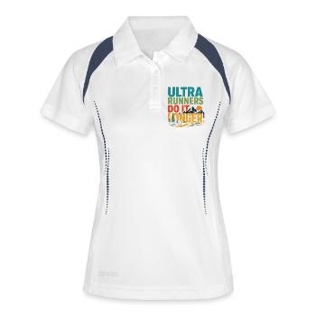 Ultraläufer machen es länger - Frauen Polo atmungsaktiv - Weiß/Navy - Vorne