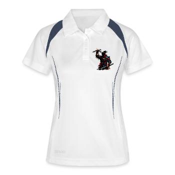 Samouraï rouge dans une frénésie de couleurs - Polo respirant Femme - blanc/marine - Devant