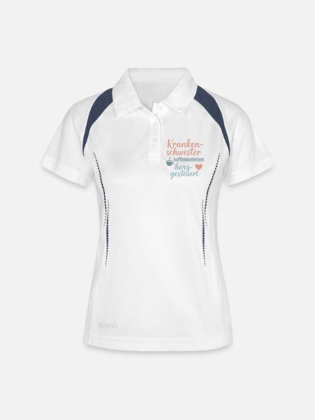 Nurse Coffee Heart Controlled - Women's Polo breathable - white/navy