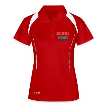 Schulkind 2026 - Einschulung Schulanfang - Frauen Polo atmungsaktiv - Weiß/Navy - Vorne