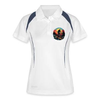 Radfahrer Retro Look - Frauen Polo atmungsaktiv - Weiß/Navy - Vorne