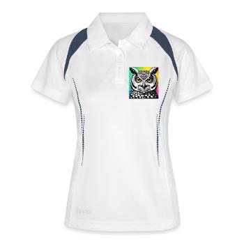 Eule - Frauen Polo atmungsaktiv - Weiß/Navy - Vorne