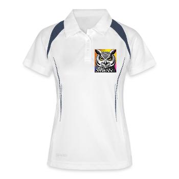 hibou - Polo respirant Femme - blanc/marine - Devant