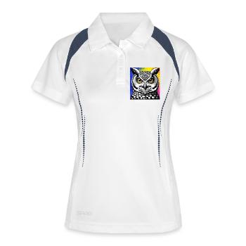 Eule - Frauen Polo atmungsaktiv - Weiß/Navy - Vorne