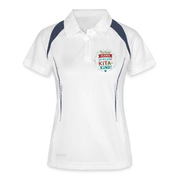 KitaKind Abschiedsmotto - Frauen Polo atmungsaktiv - Weiß/Navy - Vorne