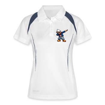 Dabbing Holländer - Frauen Polo atmungsaktiv - Weiß/Navy - Vorne