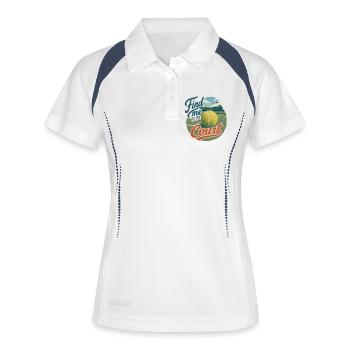 Find Me on the Court Retro Tennis - Frauen Polo atmungsaktiv - Weiß/Navy - Vorne