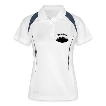 Weihnachtsmann Schlitten Rentiere - Frauen Polo atmungsaktiv - Weiß/Navy - Vorne