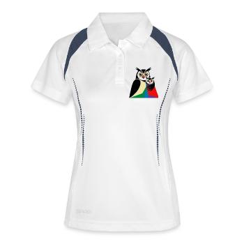 Eulen Motiv - Frauen Polo atmungsaktiv - Weiß/Navy - Vorne