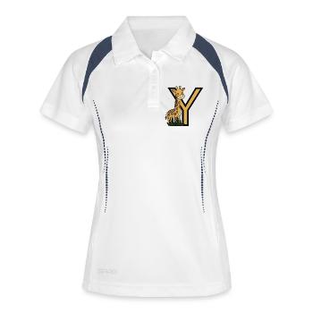 Giraffe mit Y Buchstabe Design - Frauen Polo atmungsaktiv - Weiß/Navy - Vorne