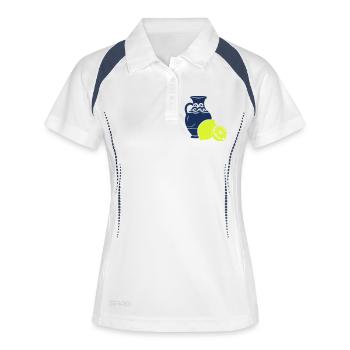 Zitrusvase Kontrast-Print - Frauen Polo atmungsaktiv - Weiß/Navy - Vorne