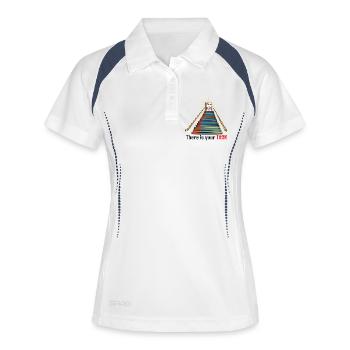 Where Your Fear Is. There Is Your Task - Frauen Polo atmungsaktiv - Weiß/Navy - Vorne