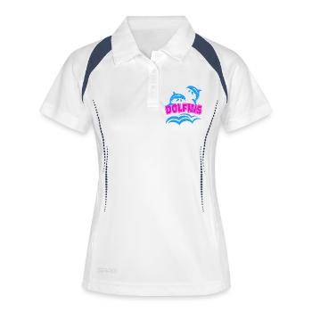 Delfin-Logo - Frauen Polo atmungsaktiv - Weiß/Navy - Vorne