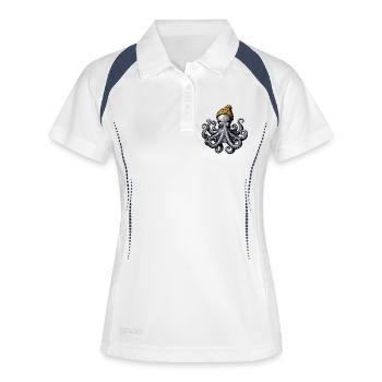  Oktopus Mit Wollmütze Maritimes Kraken Motiv Für - Frauen Polo atmungsaktiv - Weiß/Navy - Vorne