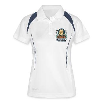 Stille Köpfe denken tief - Frauen Polo atmungsaktiv - Weiß/Navy - Vorne