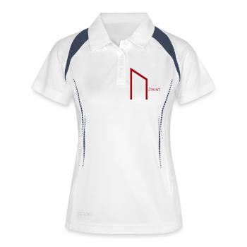 Rune Uruz avec Sens Rouge – Viking Futhark Norse - Polo respirant Femme - blanc/marine - Devant