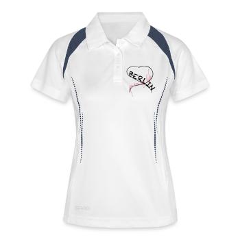 Berlin You Are My Life Heart Design - Frauen Polo atmungsaktiv - Weiß/Navy - Vorne
