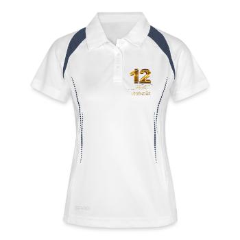 12 Jahre Legendär - Frauen Polo atmungsaktiv - Weiß/Navy - Vorne