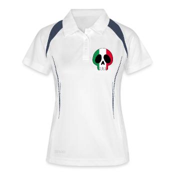 Schädel Tattoo italienische Flagge - Frauen Polo atmungsaktiv - Weiß/Navy - Vorne