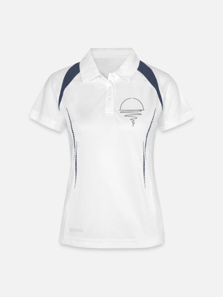 Coucher de soleil - Polo respirant Femme - blanc/marine
