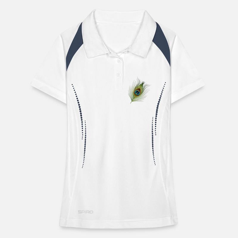 hand-drawn peacock feather Women's Polo breathable