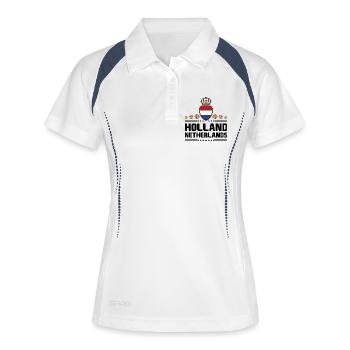 HOLLANDE - PAYS-BAS - Polo respirant Femme - blanc/marine - Devant