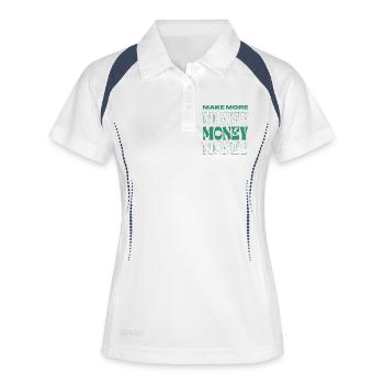 Lettrage d’argent style rétro « Make Money » - Polo respirant Femme - blanc/marine - Devant