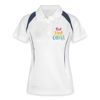 Aber erster Kaffee - Frauen Polo atmungsaktiv - Weiß/Navy - Vorne