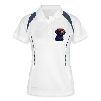 Dackel im Digital Style - Frauen Polo atmungsaktiv - Weiß/Navy - Vorne